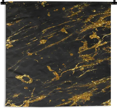 Produktbild von MuchoWow® Wandteppich Wandbehang Marmor - Schwarz - Gold 60x60 cm Tapisserie Dekoration Wandtuch - Dekorationen - Wand Decke