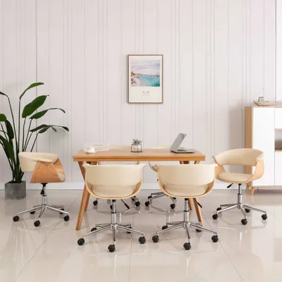 Produktbild von The Living Store Esszimmerstühle 6 Stk. Drehbar Creme Kunstleder