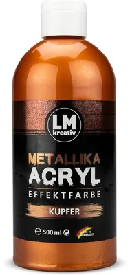 Produktbild von LM-Kreativ Metallika Acryl-Effektfarbe 500 ml, Kupfer – hochpigmentierte Metallic-Acrylfarbe, wetterfest für innen & außen