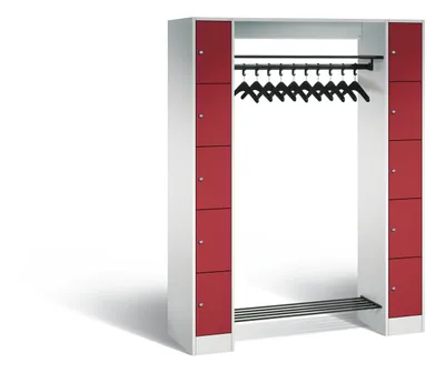 Produktbild von CP Garderobe mit Schließfächern Serie 8070 lichtgrau, rubinrot 80710-00, 10 Schließfächer 143,0 x 48,0 x 195,0 cm
