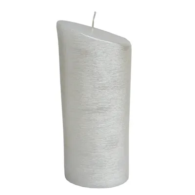 Produktbild von Kerze Ellipse weiß getaucht abgeschrägt, H: 23 cm, D: 5,5 cm, B: 9 cm