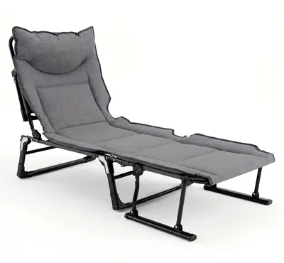 Produktbild von KOMFOTTEU Campingbett, 3 in 1 faltbare Gartenliege & Bett & Stuhl, Sonnenliege mit  6 Positionen verstellbarer Rückenlehne & Kopfstütze, tragbare Campingliege für Zuhause, Hinterhof & Camping