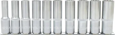Produktbild von KS Tools 917.1750, Steckschlüssel-Satz, 1/2", 10 Kopf/Köpfe, Chrom-Vanadium-Stahl, DIN 3120, ISO 1174, DIN 3124, ISO 2725-1, 1,5 kg