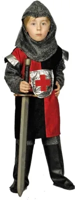 Produktbild von T2870-0105-116-128 rot-schwarz Kinder Ritterkostüm Ritterrüstüng Gr.116-128