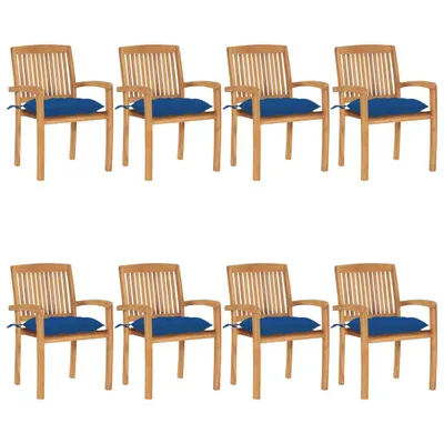 Produktbild von Stapelbare Gartenstühle mit Kissen 8 Stk. Massivholz Teak