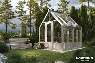 Produktbild von Gewächshaus Palmako Emilia 5,4 m² Sicherheitsglas 4 mm inkl. automatischen Fensteröffner 240 x 244 cm Holz