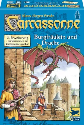 Produktbild von Schmidt Spiele 48145 - Carcassonne, Burgfräulein und Drache, 3. Erweiterung
