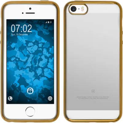Produktbild von PhoneNatic Case kompatibel mit Apple iPhone SE 2016 (1.Gen) - gold Silikon Hülle Slim Fit + 2 Schutzfolien