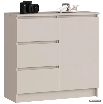 Immagine prodotto di Comò JERRY Cashmere 80 cm 1 anta 3 cassetti 2 ripiani 80x35x77 cm