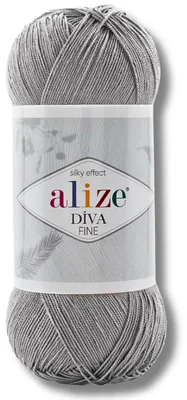 Produktbild von Alize 1x 100g Diva Fine Wolle, Uni, Häkeln, Stricken (Grey - 87)