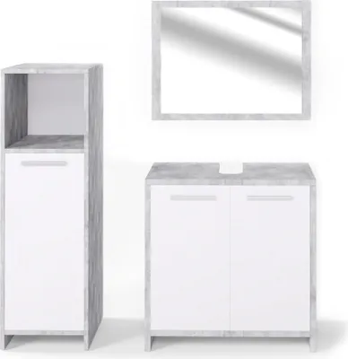 Obrázek produktu pro Vicco Sada nábytku do koupelny Kiko, 3 díly, Beton/Bílá