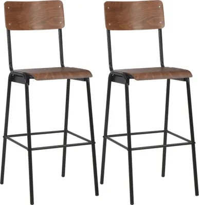 Produktbild von Barhocker 2 Stk. Braun Massives Sperrholz Stahl
