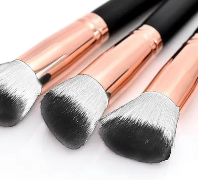Productafbeelding van Professionele make-up kwastenset, met hoogwaardige synthetische borstelharen, geschikt voor poeder, vloeibare crème, gezichtsmake-up, oogschaduw en andere cosmetische producten. 10-delige set
