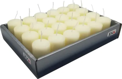 Productafbeelding van Jeka set van 24 stompkaarsen, 50x80 mm, kleur ivoor, lange brandduur van 13 uur, druppelvrije waskaarsen, geurloos, 24 stuks (1x24)