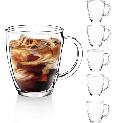 Obrázek produktu pro Sada 6 sklenic na latte macchiato s uchyty, objem 350 ml. Sklenice vhodné na kávu i čaj, udržují nápoj teplý