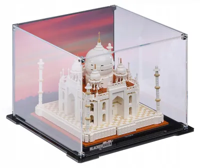 Produktbild von Blacked Brick Vitrine mit bedruckter Rückwand für LEGO® 21056 Architecture – Taj Mahal