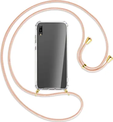 Produktbild von Handykette Backcover-Schutzhülle mit Band (Metall goldfarben) für Huawei Y6 2019 - rose peach