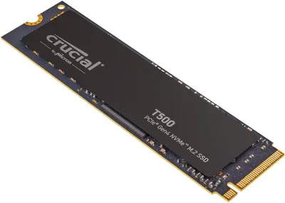 A computer component, specifically an M.2 SSD, is shown from a slightly elevated angle against a white background.