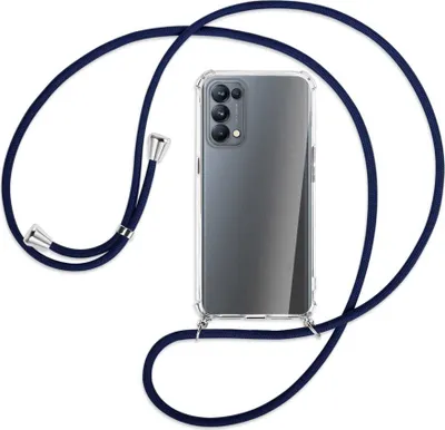 Produktbild von Handykette Backcover-Schutzhülle mit Band (Metall silberfarben) für Oppo Reno5 Pro 5G - dunkelblau
