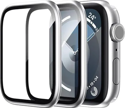 Immagine prodotto di WSKEN Pellicola protettiva Apple Watch Series 9/8/7 41mm - Pellicola protettiva 3D antigraffio 2 pezzi Argento