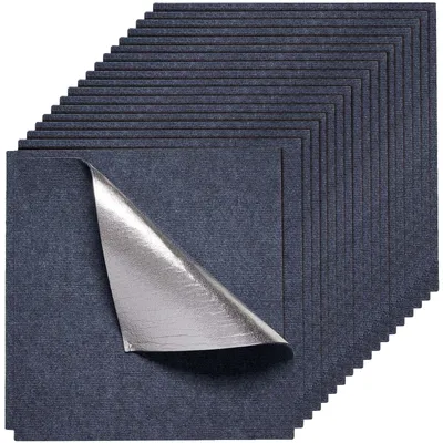 Image de VEVOR Dalles de moquette 609,6 x 609,6 x 5 mm, paquet de 15, moquette autocollante d'une surface de 5,5 m², revêtement de sol en moquette, remplacement facile DIY pour salon et bureau, gris