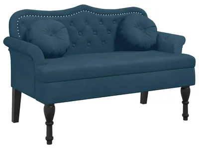 Image de Banc vidaXL avec coussins, bleu, 120,5 x 65 x 75 cm, velours