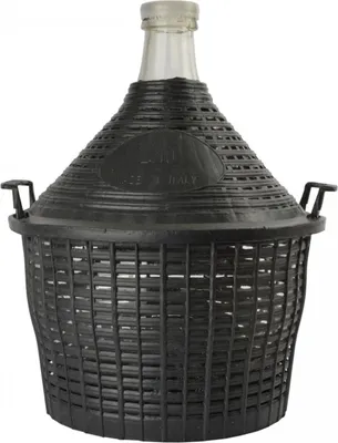 Zdjęcie produktu dla Gąsior na wino, balon do wina, butle na wino 10L - szklany, normalny otwór z koszykiem + plastikowa zatyczka