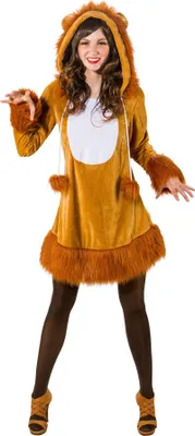 Produktbild von Löwen Kleid Minikleid y Löwin Tier Kapuzenkleid Karneval Fasching Kostüm 34/36