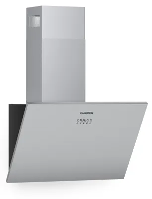Image de Klarstein Silver Lining - Hotte aspirante Hotte frontale, EEK A, Recyclage de l'air ou évacuation, 3 niveaux de puissance, Touchcontrol, Hotte inclinée, murale, 600 m³/h, 60 cm, argent clair