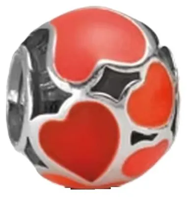 Produktbild von Pandora Charm Rote Herzen Emaille Sterling-Silber 790436ER
