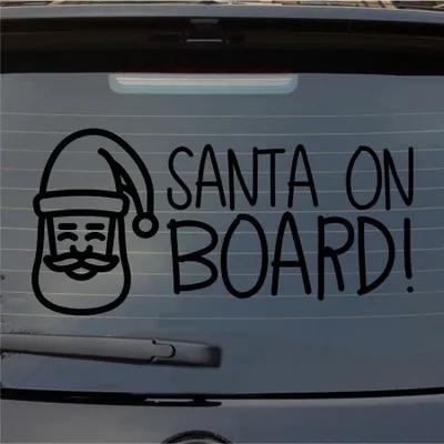Produktbild von Heckscheibenaufkleber Santa on Board Weihnachten Christmas 55x27 cm Schwarz Glanz Auto Aufkleber Sticker