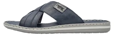 Produktbild von Rieker Herren Pantolette aus beschichtetem Leder mit Kreuzbandage 21082, Größe:43 EU, Farbe:Blau