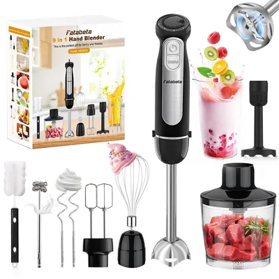 Produktbild von Stabmixer 9-in-1 Elektrischer Stabmixer mit 21 Geschwindigkeitsstufen + Turbo Edelstahl Mixstab Set, Pürierstab, Zerkleinerer, 1100W,Schwarz