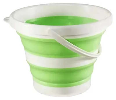 Image de Seau pliable, design durable, rangement gain de place, vert - 5L