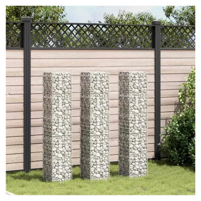 Produktbild von Gabionen-Hochbeet, 3-teilig, 30 x 30 x 150 cm, Eisen, Pflanzgefäß für Garten, Blumen, Kräuter, Sukkulenten, Terrasse, Balkon