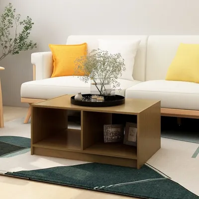 Image de The Living Store Table basse marron miel 75x50x33,5 cm pin massif