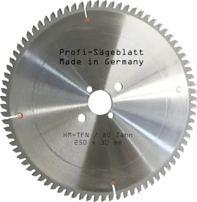 Produktbild von HM Sägeblatt 250 x 30 mm Zähne 80 TFN Kreissägeblatt Hartmetall Ersatzsägeblatt Trapez Flachzahn mit Spanabweiser Kreissäge Handkreissäge für Hart- und Weichholz, Kunststoffe, Aluminium und NE-Metalle