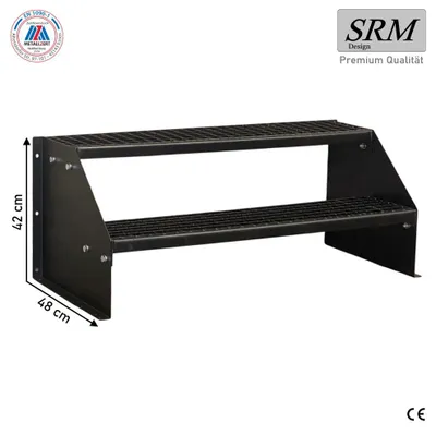 Produktbild von 2 Stufen Standtreppe Modell 1 Treppe Stahltreppe freistehend Breite 80cm Höhe 42cm komplett schwarz