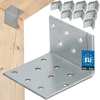 Obrázek produktu pro KOTARBAU® Sada 100 ks úhlových spojek, úhelníky pro těžké zatížení 40x60x60 mm, pozinkovaná ocel, úhelníky, stabilní, odolné, spojky pro nosníky, stříbrné
