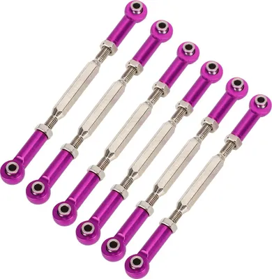 Image de 6Pcs 88mm Aluminum Alloy Adjustable Push RodsTurnbuckle Rod Linkage Accessories for RC Car Modelspurple