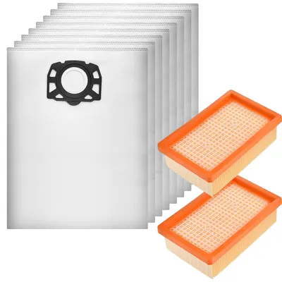 Produktbild von Staubsaugerbeutel und Filter für Karcher WD5 WD6 MV5 MV6 Ersatzbeutel 2.863-006.0  [8er-Pack] und Ersatzfilter 2.863-005.0  [2er-Pack] Phonillico®