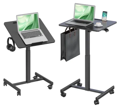Image de Tablette d'ordinateur portable réglable, avec roulettes et plateau inclinable