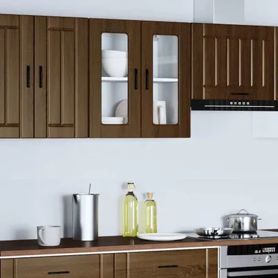 Produktbild von vidaXL Küchen-Hängeschrank mit Glastür Porto Braun Eichen-Optik