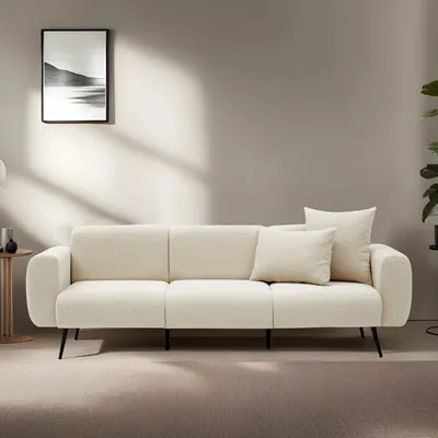 Produktbild von Hanah Home, Side - Cream, 3-Sitzer-Sofa, BUCHENHOLZ, Creme, 235 x 82 x 77 cm