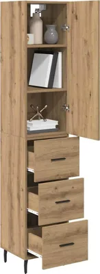 Image de vidaXL Highboard Chêne Artisan 34,5 x 34 x 180 cm Matériau dérivé du bois