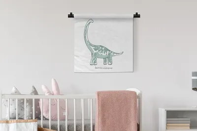 Produktbild von MuchoWow® Wandteppich Wandbehang Kinderzimmer - Dinosaurier - Brachiosaurus - Junge - Mädchen - Kinder 60x60 cm Tapisserie Dekoration Wandtuch - Dekorationen - Wand Decke