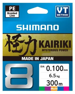 Produktbild von SHIMANO Kairiki 8, 300m, 0,1mm, 6.5kg / 8lbs, mehrfarbig, 8-fach Geflochtene Schnüre, 59WPLA68R21