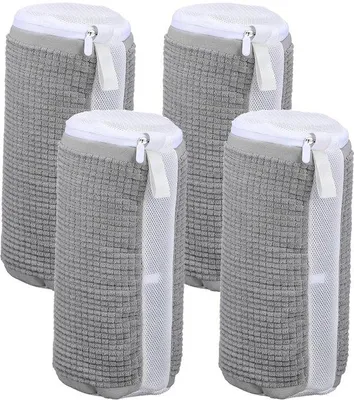 Produktbild von Unyqoos® Waschmaschinenfeste Wäschesäcke für Schuhe - Set von 4 mit Reißverschluss in Grau