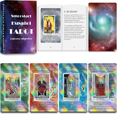 Imagen del producto de Tarjetas de tarot holográficas, en español, con 78 cartas, para principiantes
