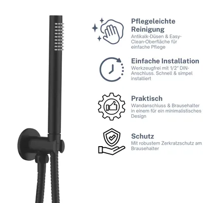 Produktbild von Stilform Design Brausegarnitur Park/Highline aus massivem Messing in Schwarz Matt